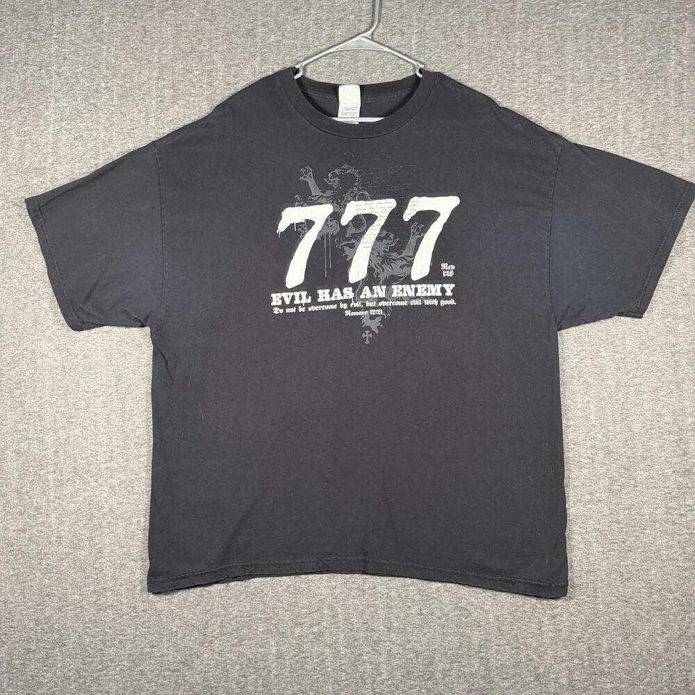 Gardenfire 777 Evil Has An Enemy Romans 12:21 Christian T-Shirt Men’s 2XL Y2K